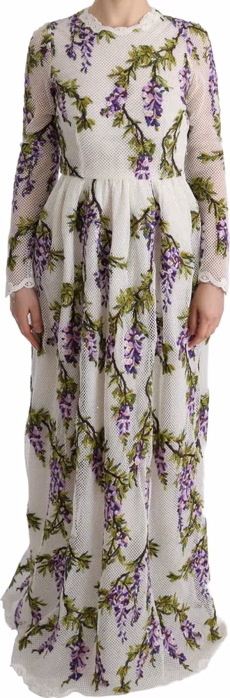 Dolce & Gabbana White Floral Embroidered Maxi Dress
