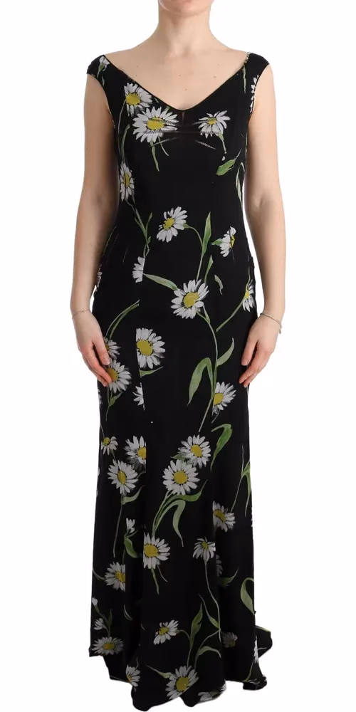Dolce & Gabbana Sunflower Silk Stretch Sheath Dress