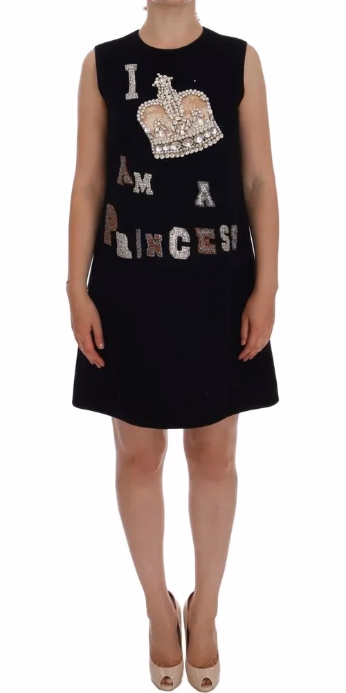 Dolce & Gabbana Black I AM A PRINCESS Crystal Shift Dress