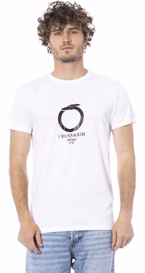Trussardi Beachwear White Cotton T-Shirt