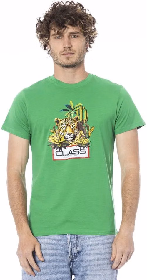 Cavalli Class Green Cotton Men T-Shirt