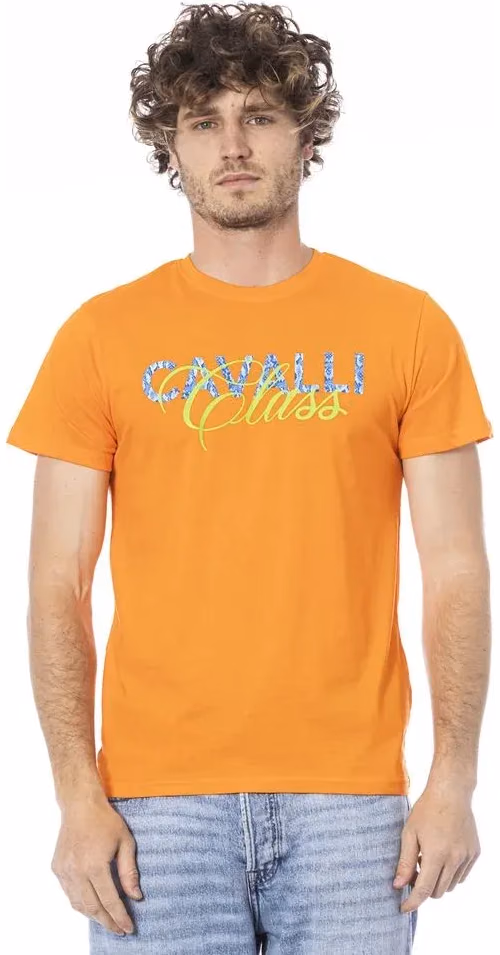 Cavalli Class Orange Cotton Men T-Shirt