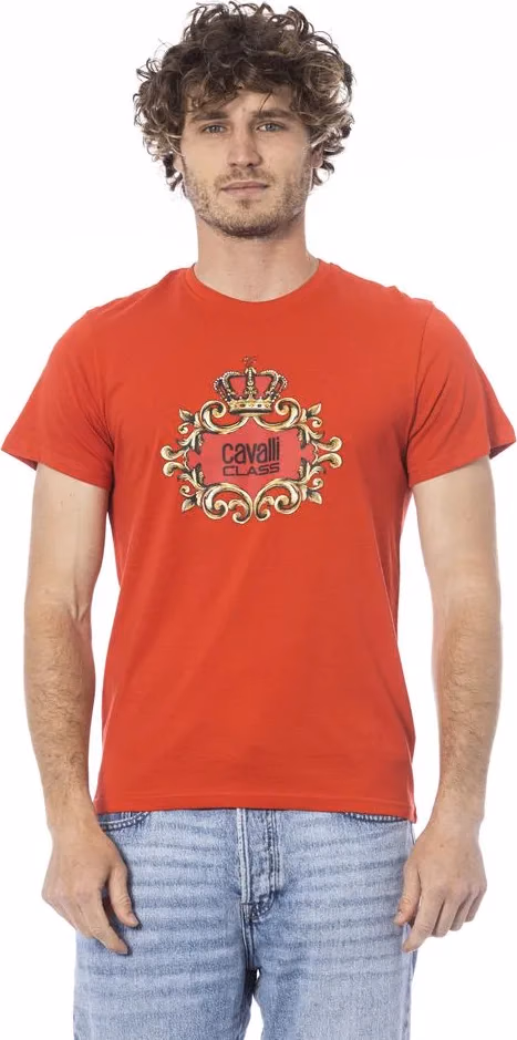 Cavalli Class Red Cotton Men T-Shirt