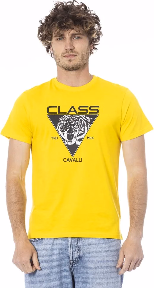 Cavalli Class Yellow Cotton Men T-Shirt
