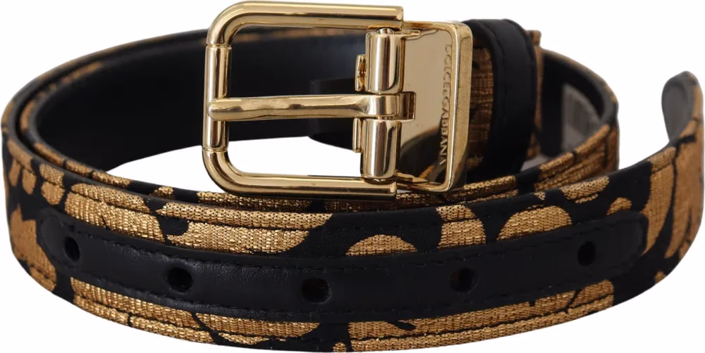 Dolce & Gabbana Multicolor Jacquard Leather Logo Buckle Belt