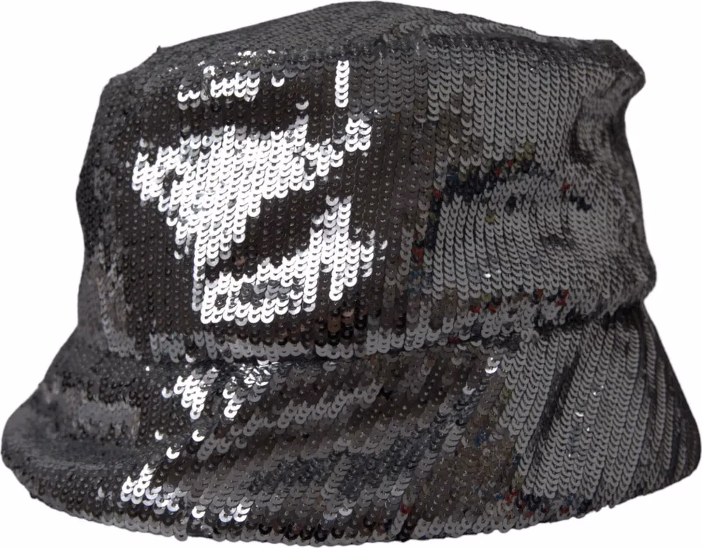 Dolce & Gabbana Silver Sequined Nylon Bucket Hat Men