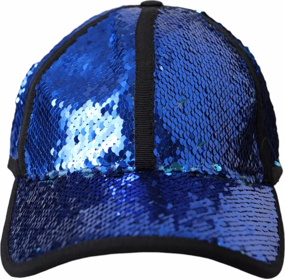 Dolce & Gabbana Royal Blue Sequin Baseball Hat Men