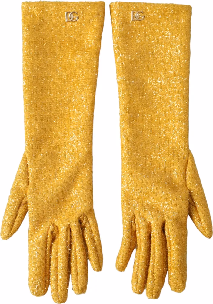 Dolce & Gabbana Gold Lurex Fantasia Mid Arm Length Gloves