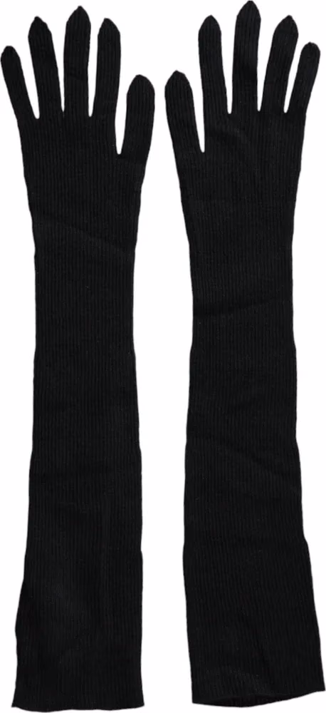 Dolce & Gabbana Black Cashmere Knitted Elbow Length Gloves