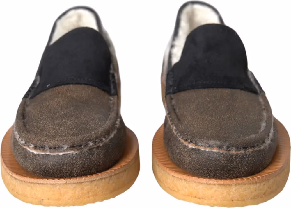 Dolce & Gabbana Brown Black Fur Leather Loafers Men Shoes