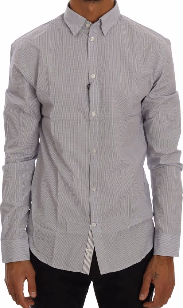 Frankie Morello White Blue Check Casual Cotton Regular Fit Shirt