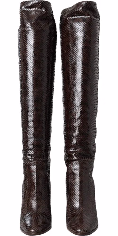 Dolce & Gabbana Brown Exotic Leather Heels High Boots Shoes