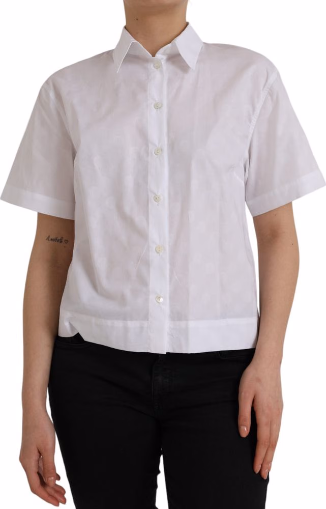 Dolce & Gabbana White Collared Short Sleeve Polo Shirt Top