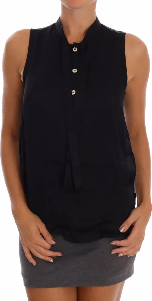 Versace Jeans Black Sleeveless Viscose Blouse Top