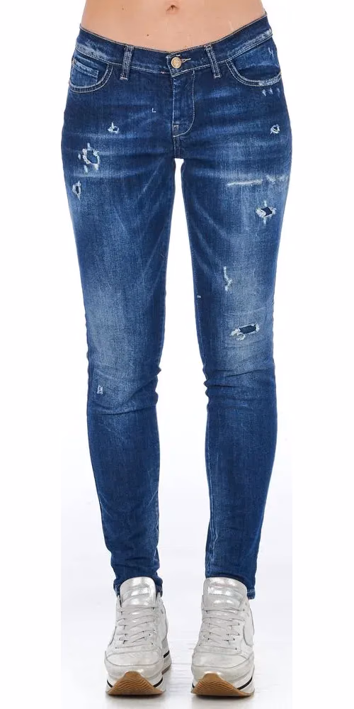 Frankie Morello Blue Cotton Women Jeans