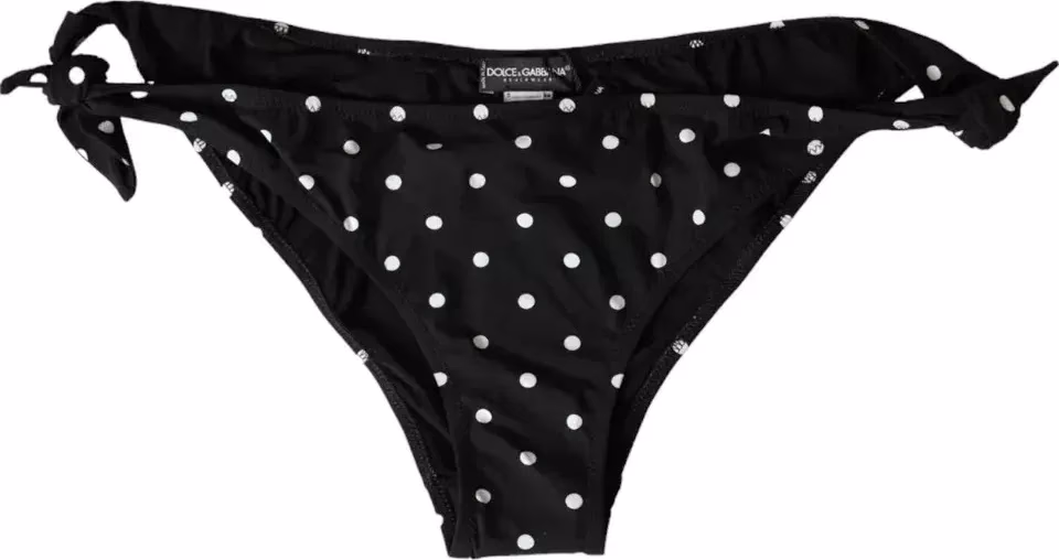 Dolce & Gabbana Black Polka Dot Swimwear Beachwear Bottom Bikini