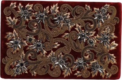 Red Velvet Gold Frame Clutch Evening Party Purse Bag