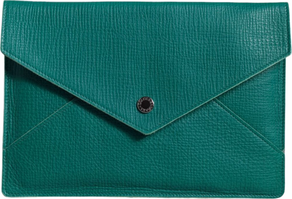 Dolce & Gabbana Green Leather Handbag Clutch Mini Purse Pouch Tablet Case