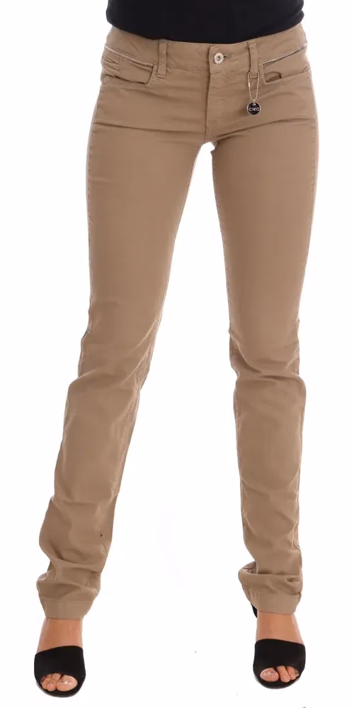 Costume National Beige Cotton Stretch Slim Fit Jeans