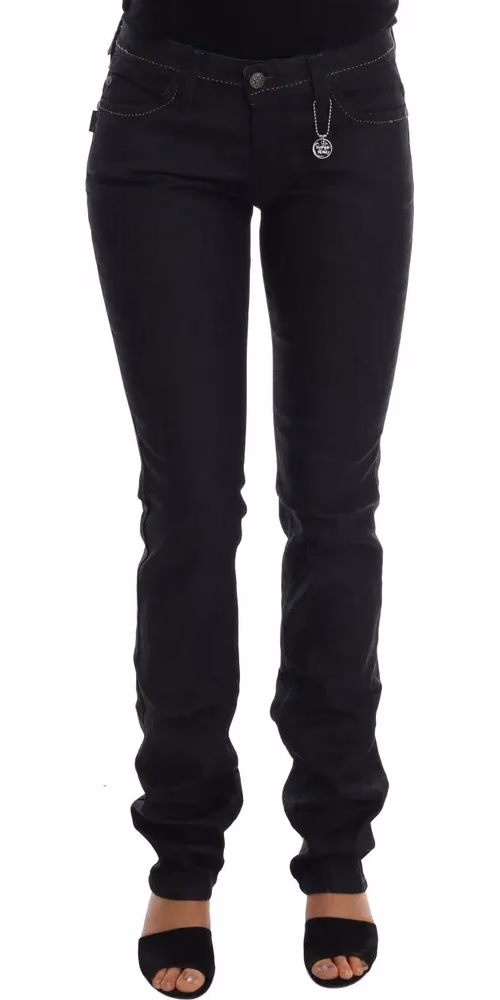 Costume National Blue Cotton Stretch Slim Fit Jeans
