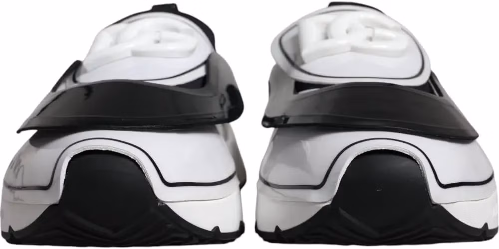 Dolce & Gabbana White Black Logo Plaque Daymaster Sneakers Shoes