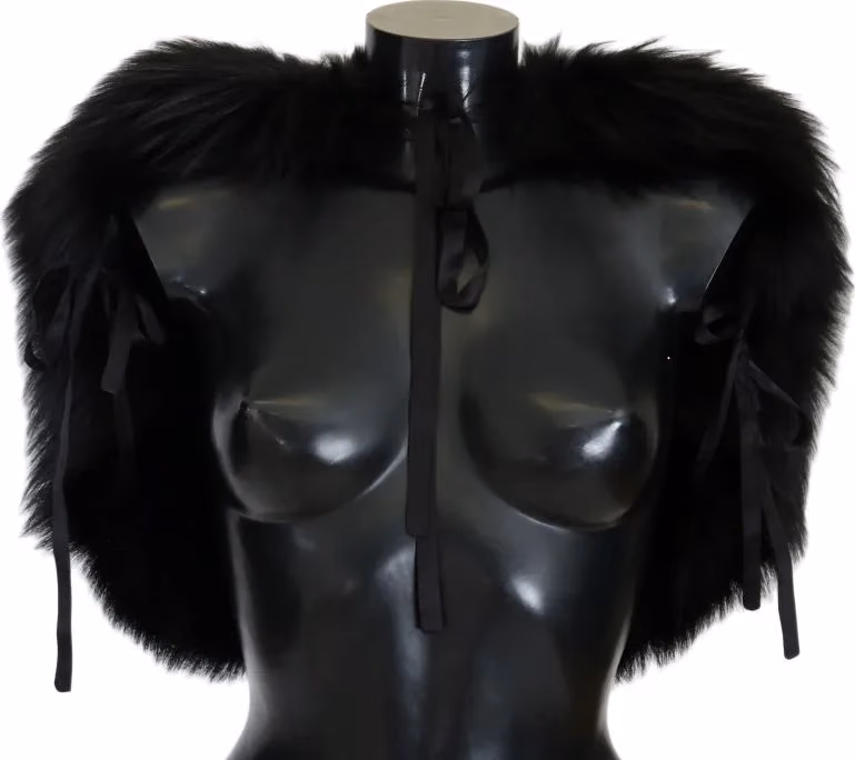 Dolce & Gabbana Black Silver Fox Fur Scarf