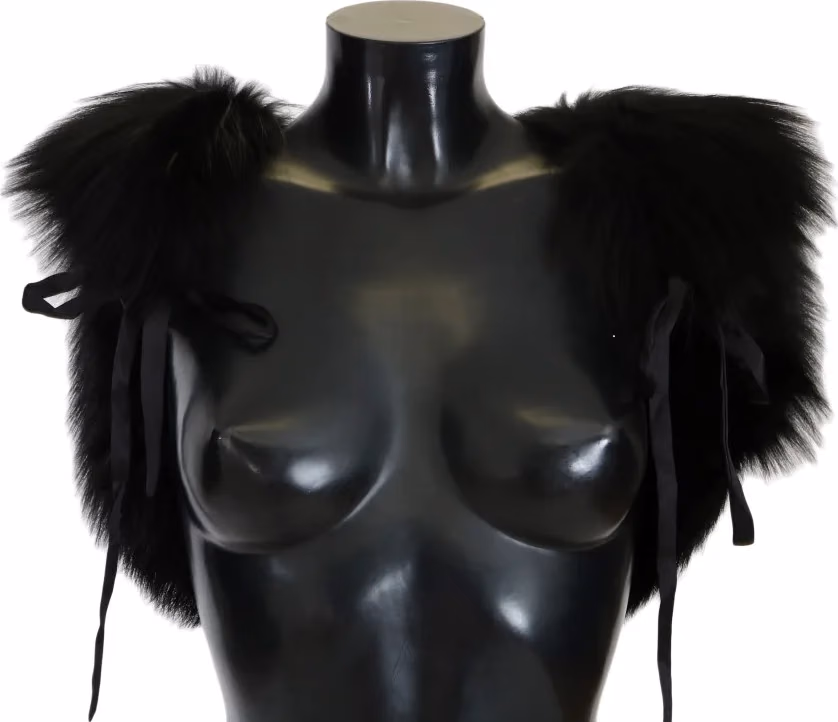 Dolce & Gabbana Black Silver Fox Fur Scarf