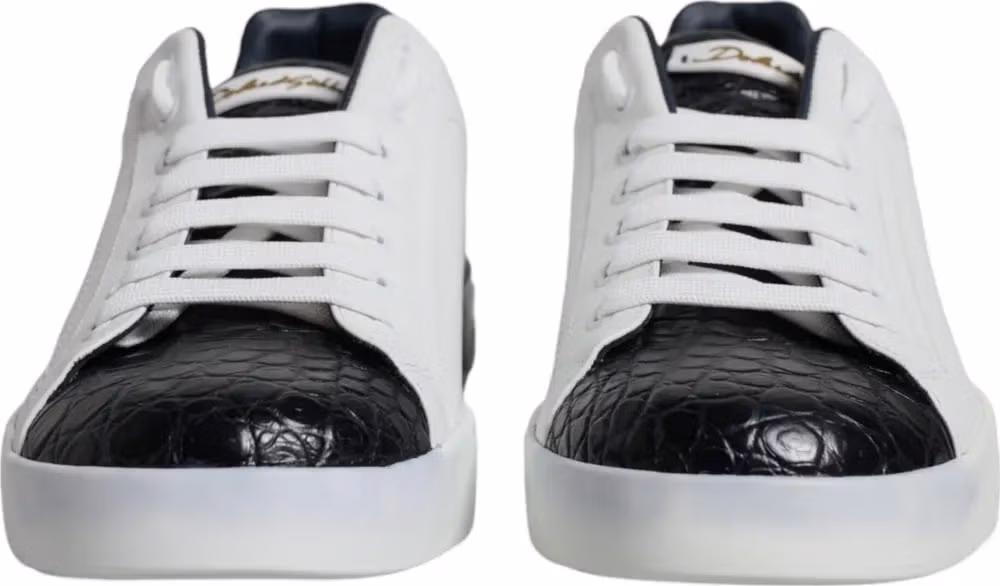 Dolce & Gabbana White Leather Logo Portofino Sneaker Shoes