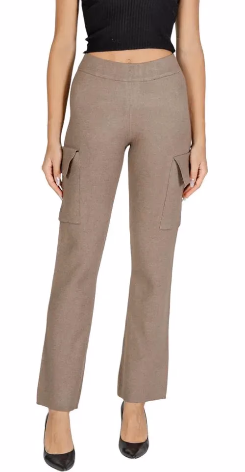 Vila Clothes Beige Viscose Cargo Pants