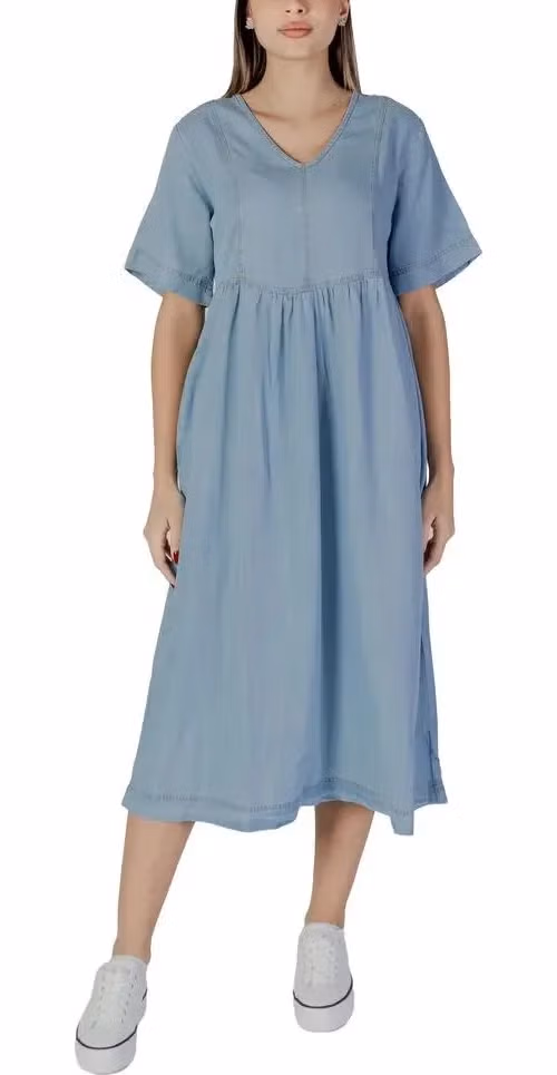 B.Young Light Blue Cotton Long Dress
