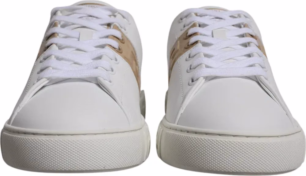 Versace White Brown Greca Print TPU Low Top Men Sneakers Shoes