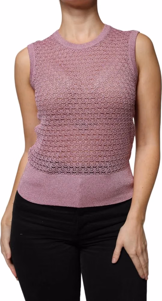 Dolce & Gabbana Pink Mesh See Through Sleeveless Tank Top