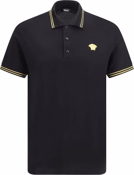 Versace Black Cotton Polo Shirt