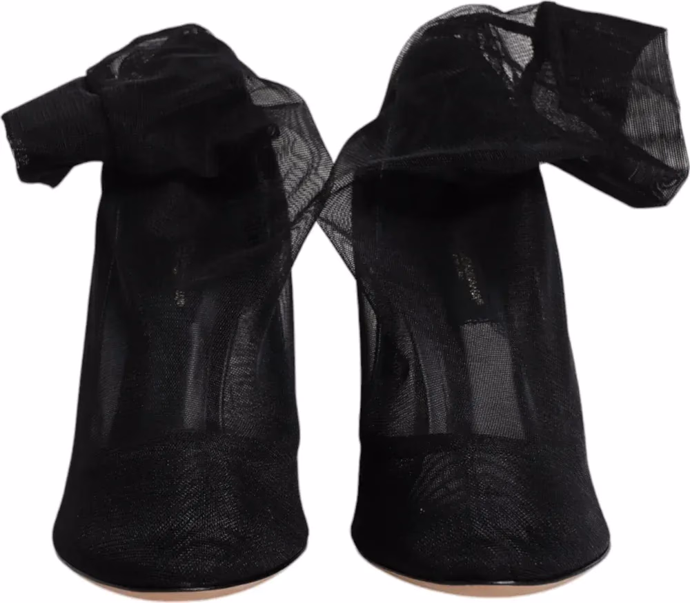 Dolce & Gabbana Black Nylon Mesh Sock Style Boots Shoes