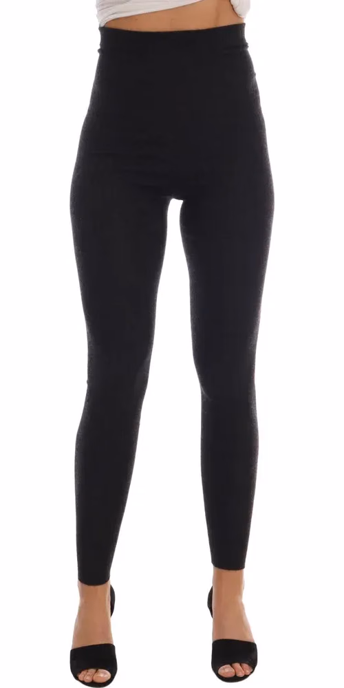 Dolce & Gabbana Gray Cashmere Ribbed Stretch Tights