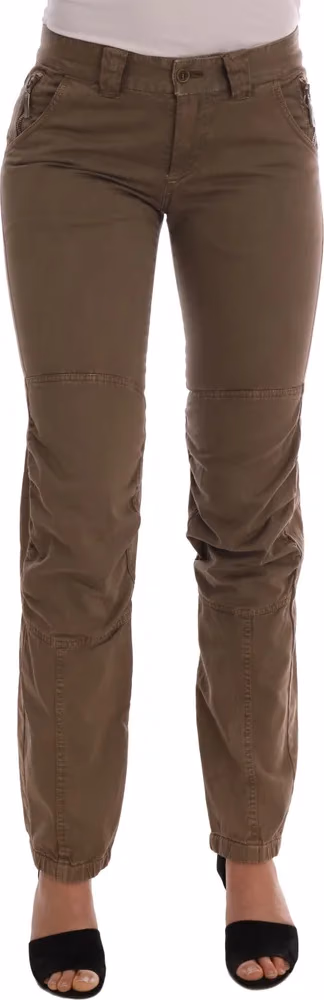 Ermanno Scervino Brown Cotton Casual Slim Fit Pants