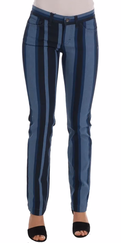 Dolce & Gabbana Blue GIRLY Striped Cotton Jeans