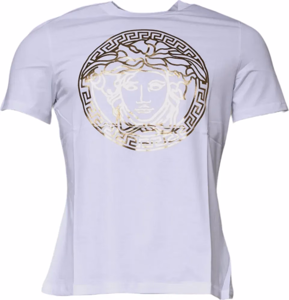 Versace White Medusa Print Cotton Crew Neck T-shirt