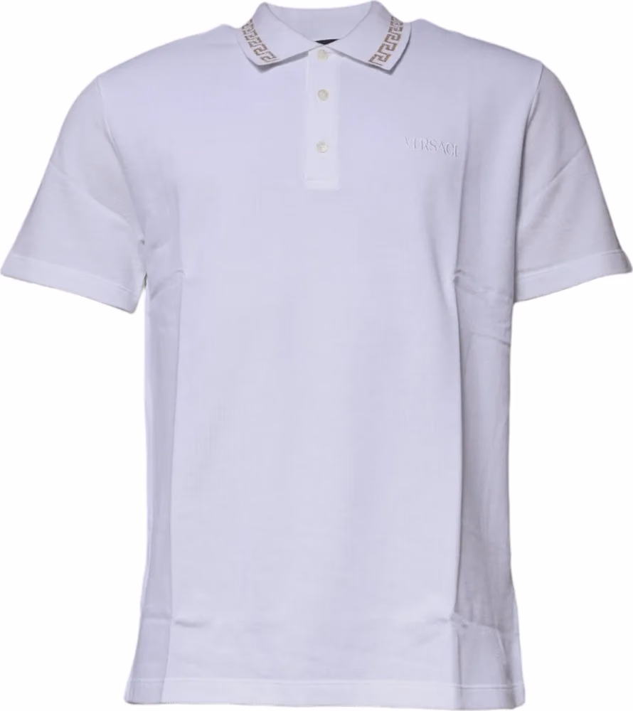 Versace White Viscose Collared Men Polo Short Sleeves T-shirt