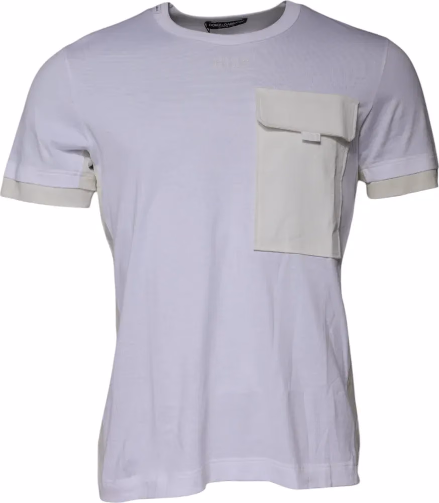 Dolce & Gabbana White Cotton Crew Neck Short Sleeves T-shirt