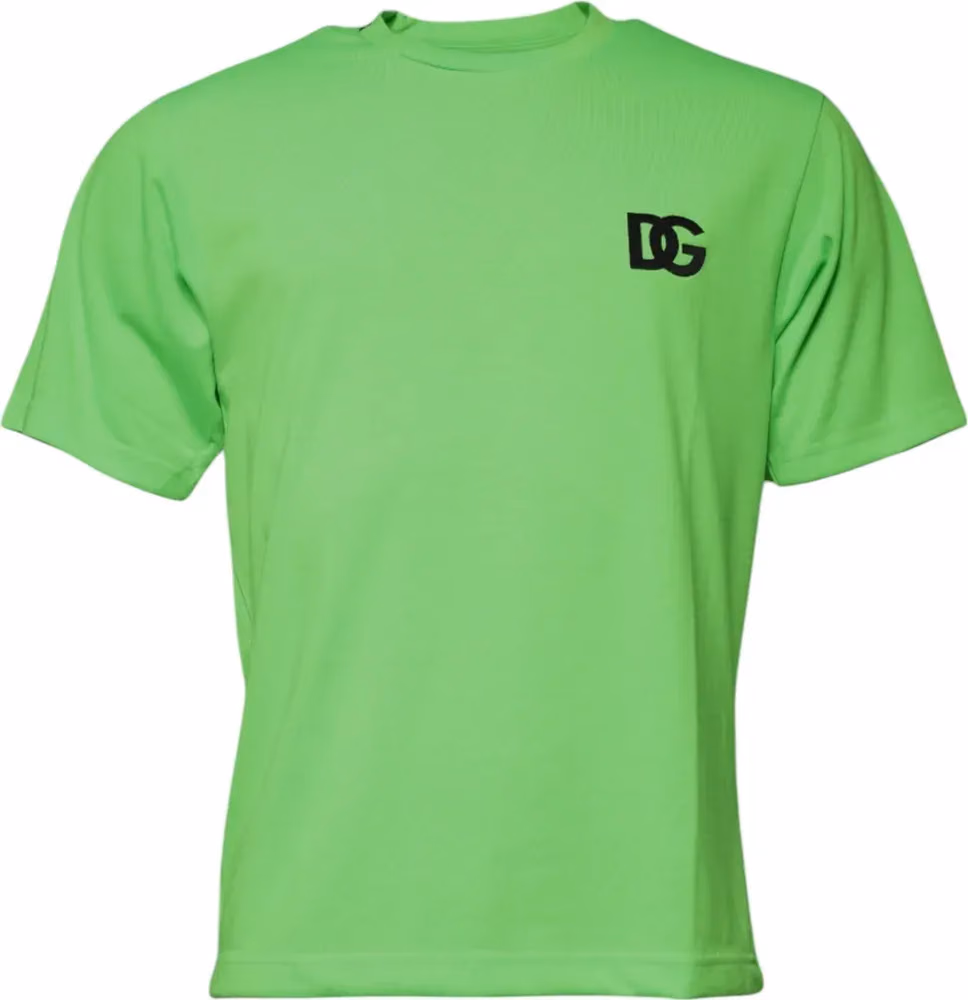 Dolce & Gabbana Green Logo Polyester Crew Neck T-shirt