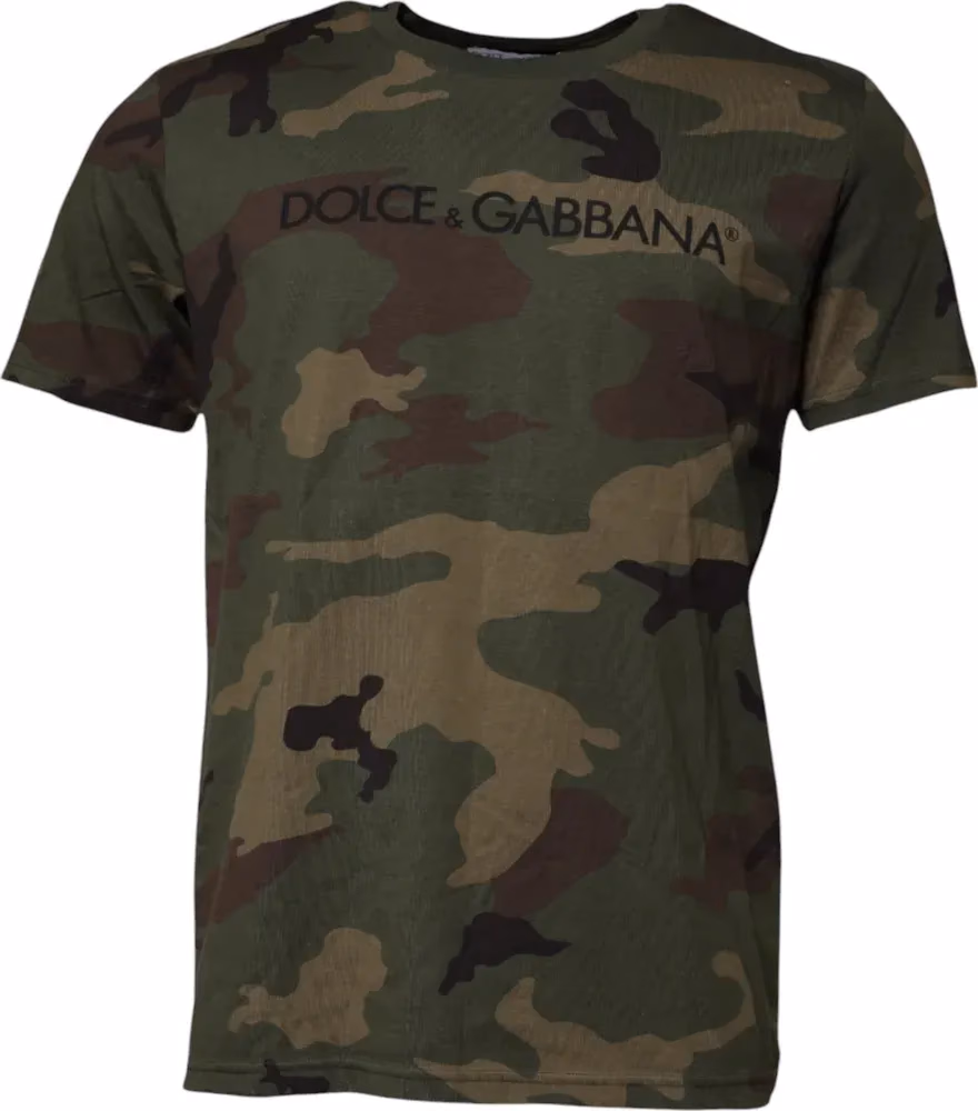 Dolce & Gabbana Multicolor Camouflage Cotton Crew Neck T-shirt