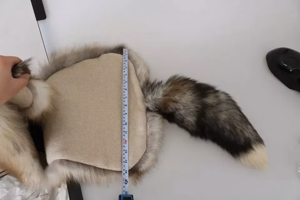 Dolce & Gabbana Brown Fox Tail Fur Shawl Neck Wrap Cover Collar Scarf