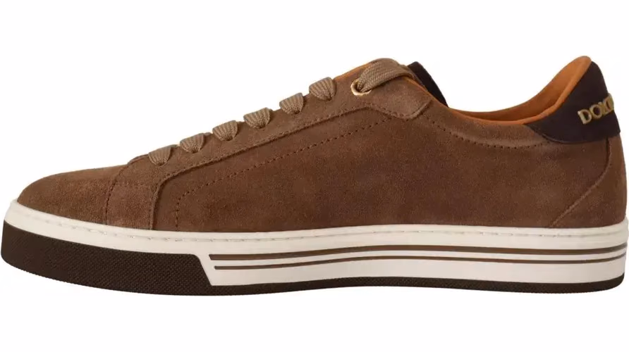 Dolce & Gabbana Brown Suede Logo Low Top Sneakers Men Shoes