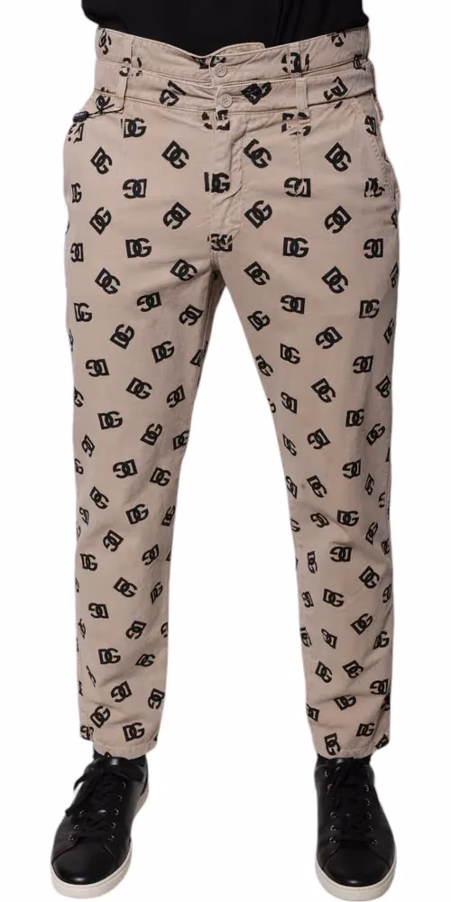 Dolce & Gabbana Beige Logo Cotton Skinny Denim Jeans