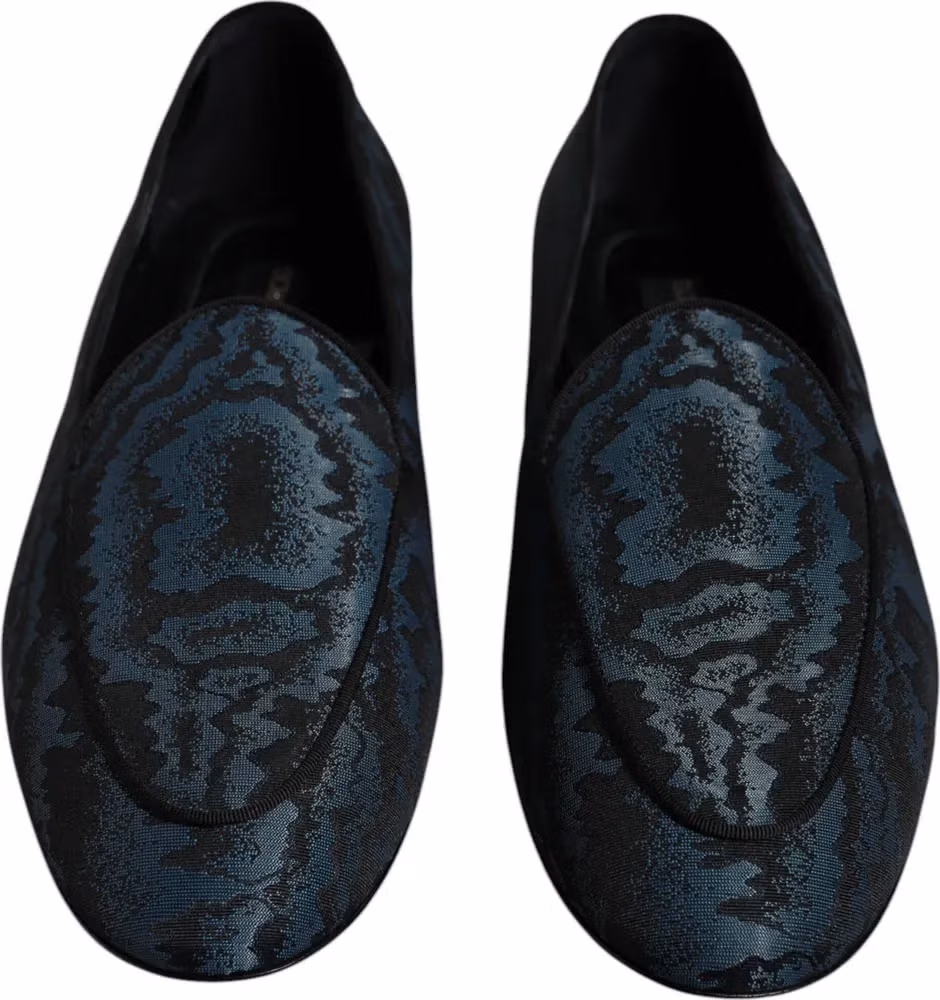 Dolce & Gabbana Blue Black Flats Men Loafers Dress Shoes
