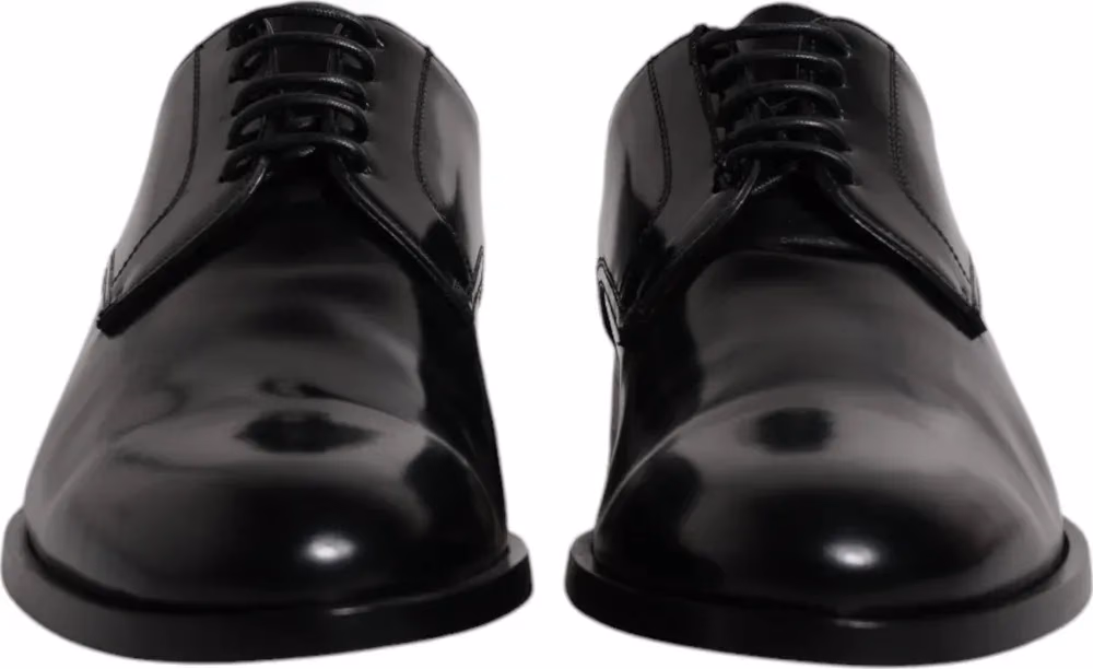 Dolce & Gabbana Black Calfskin Leather Derby Lace Up Formal Dress Shoes