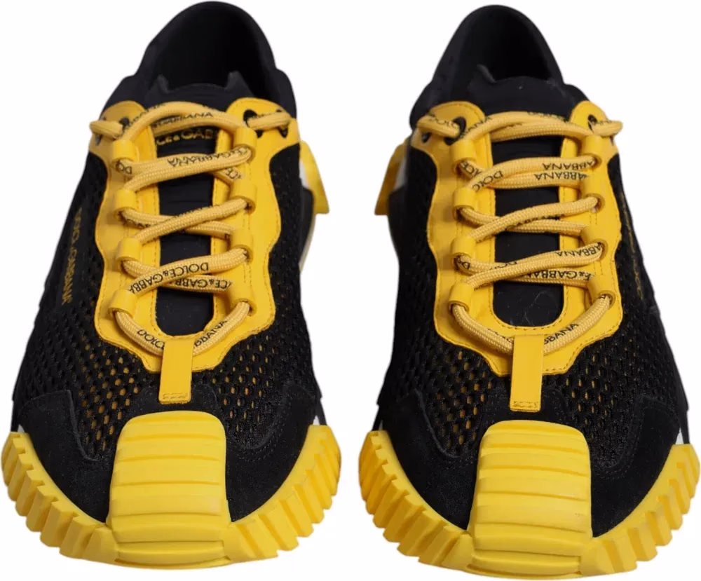 Dolce & Gabbana Black Yellow Low Top NS1 Sneakers Shoes