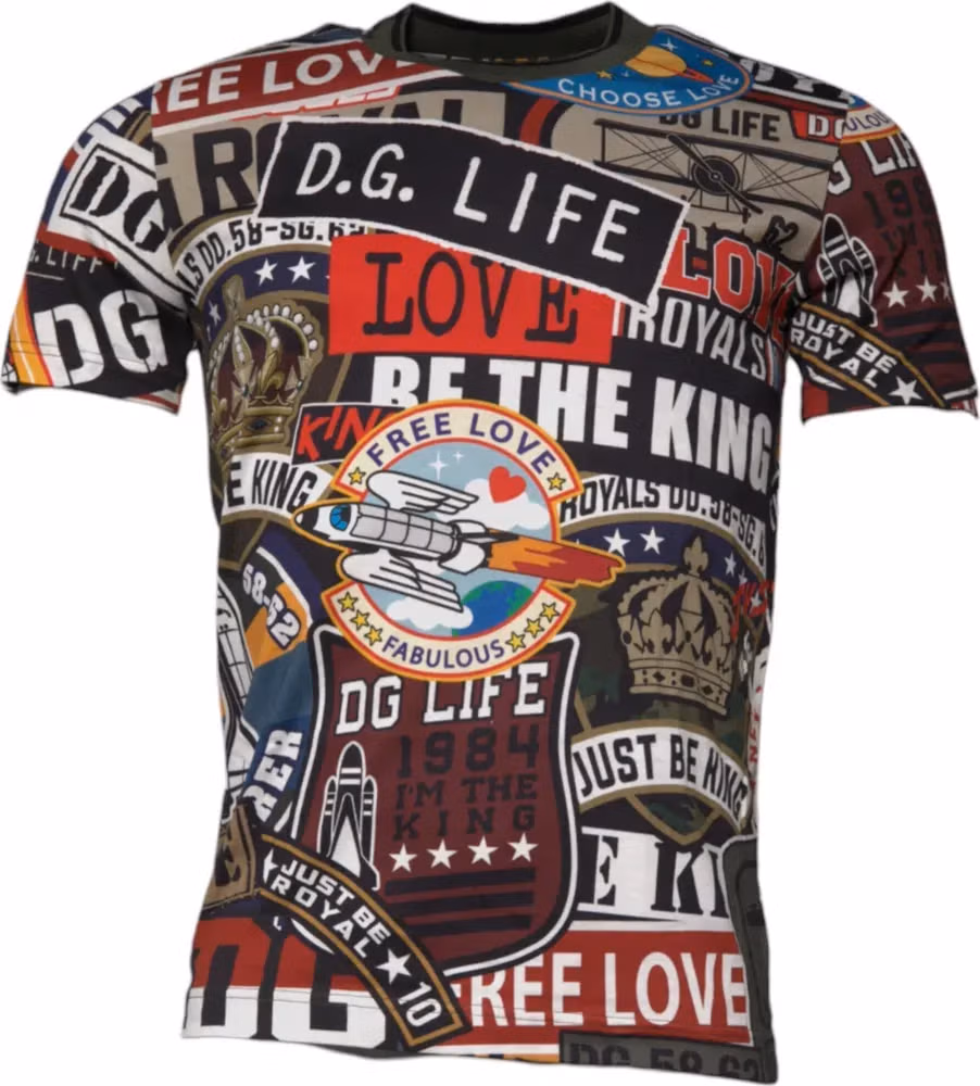 Dolce & Gabbana Multicolor Graphic Print Cotton Crew Neck T-shirt