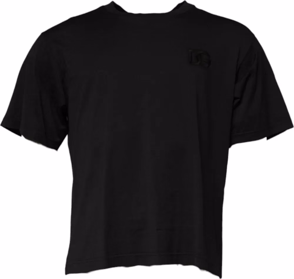 Dolce & Gabbana Black DG Logo Cotton Crew Neck T-shirt